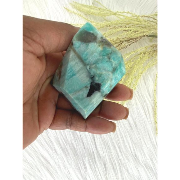 Amazonite Free Form, 174G Amazonite FreeForm, Amazonite Palm Stone, 44MM - Picture 3 of 6